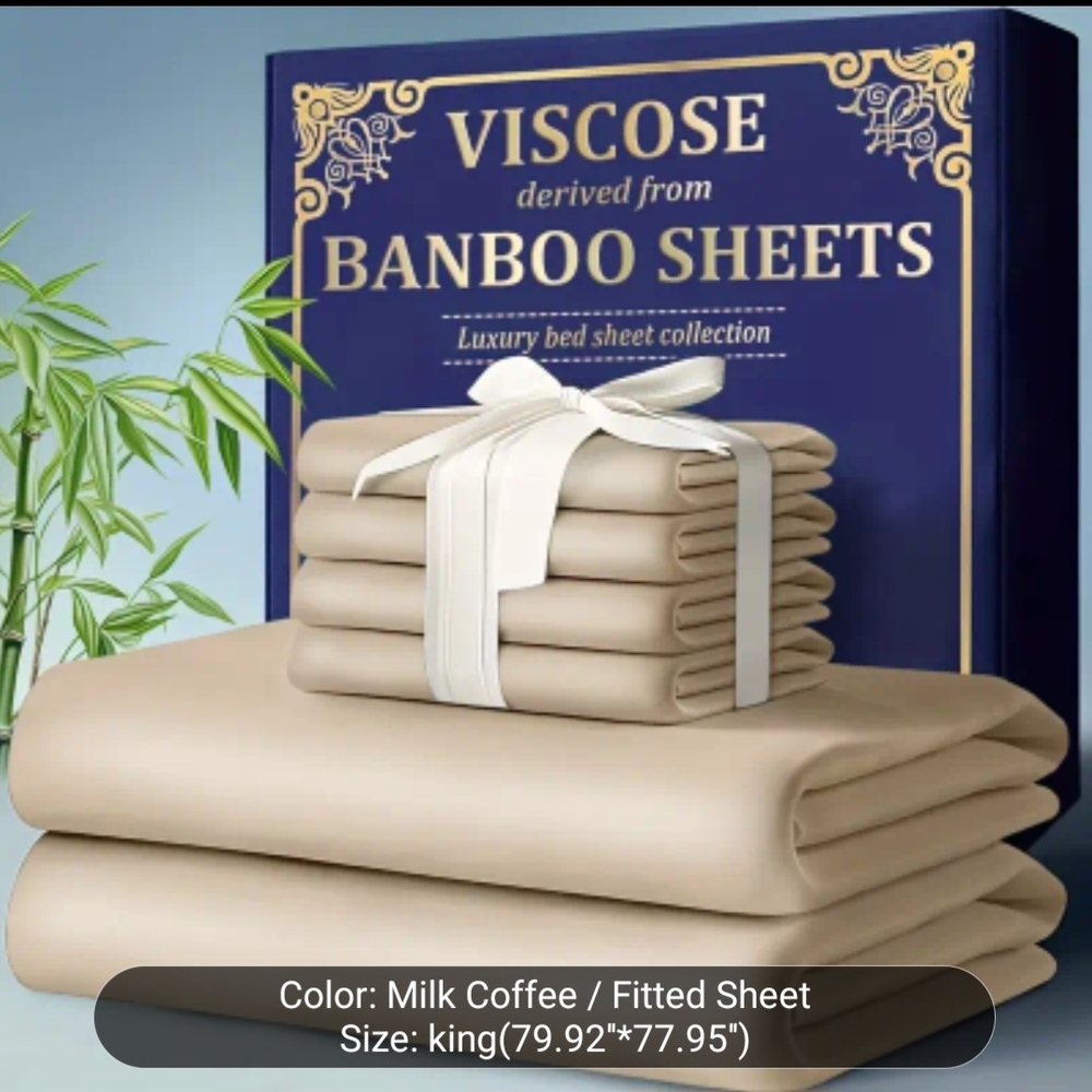 Viscose Bamboo King Sheet Set - Milk Coffee